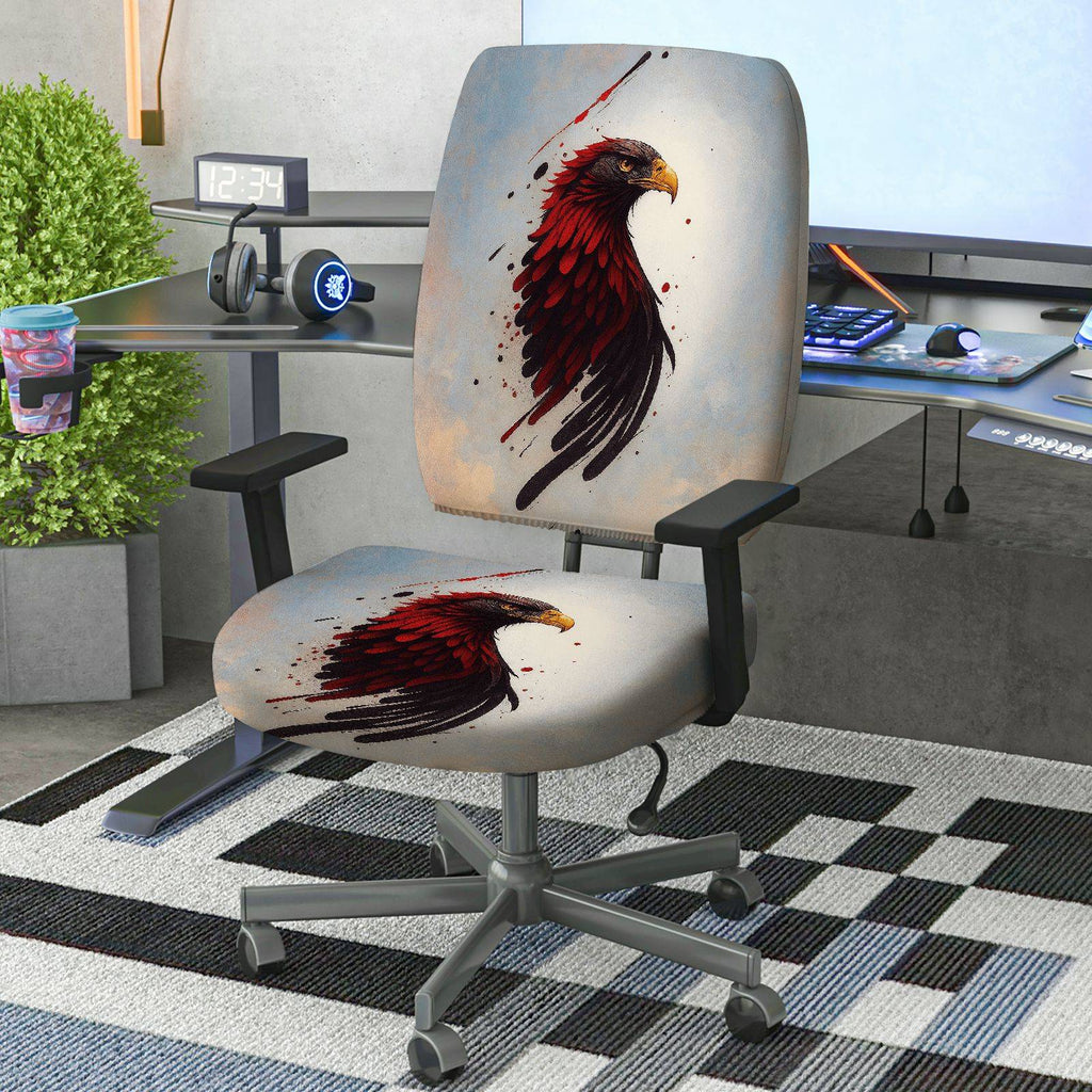2-Piece American Eagle Art Splatter Style Pattern  Computer Chair Cover Set, Seat and Backrest