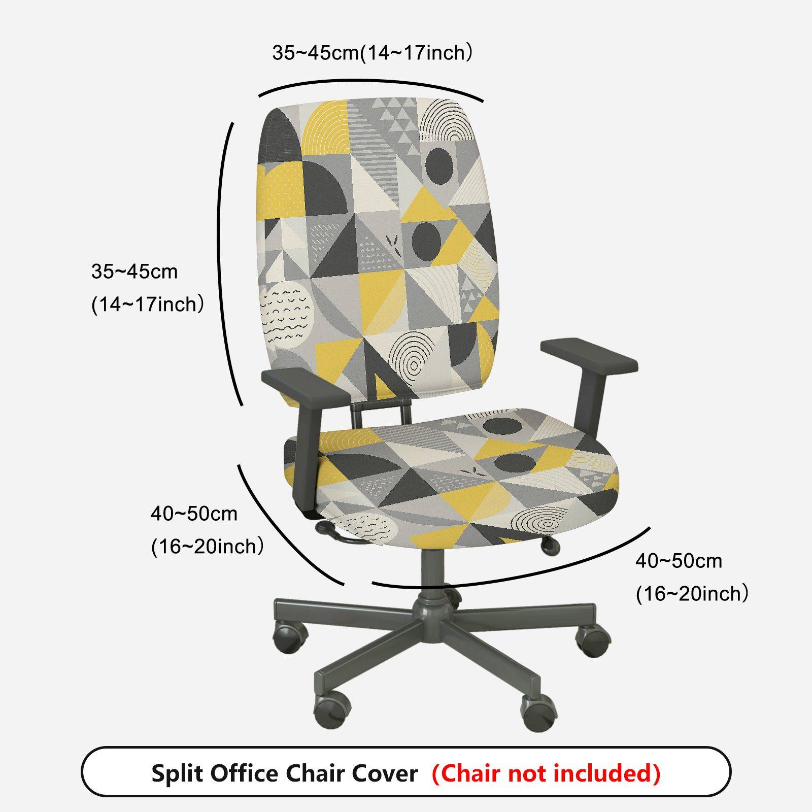 2-Piece Modern Geometric Colorful Stylish Artistic  Computer Chair Cover Set, Seat and Backrest