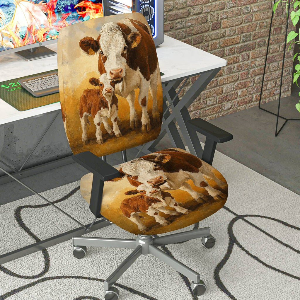 2-Piece Animal Rustic Pastoral Farm Landscape Nature  Computer Chair Cover Set, Seat and Backrest