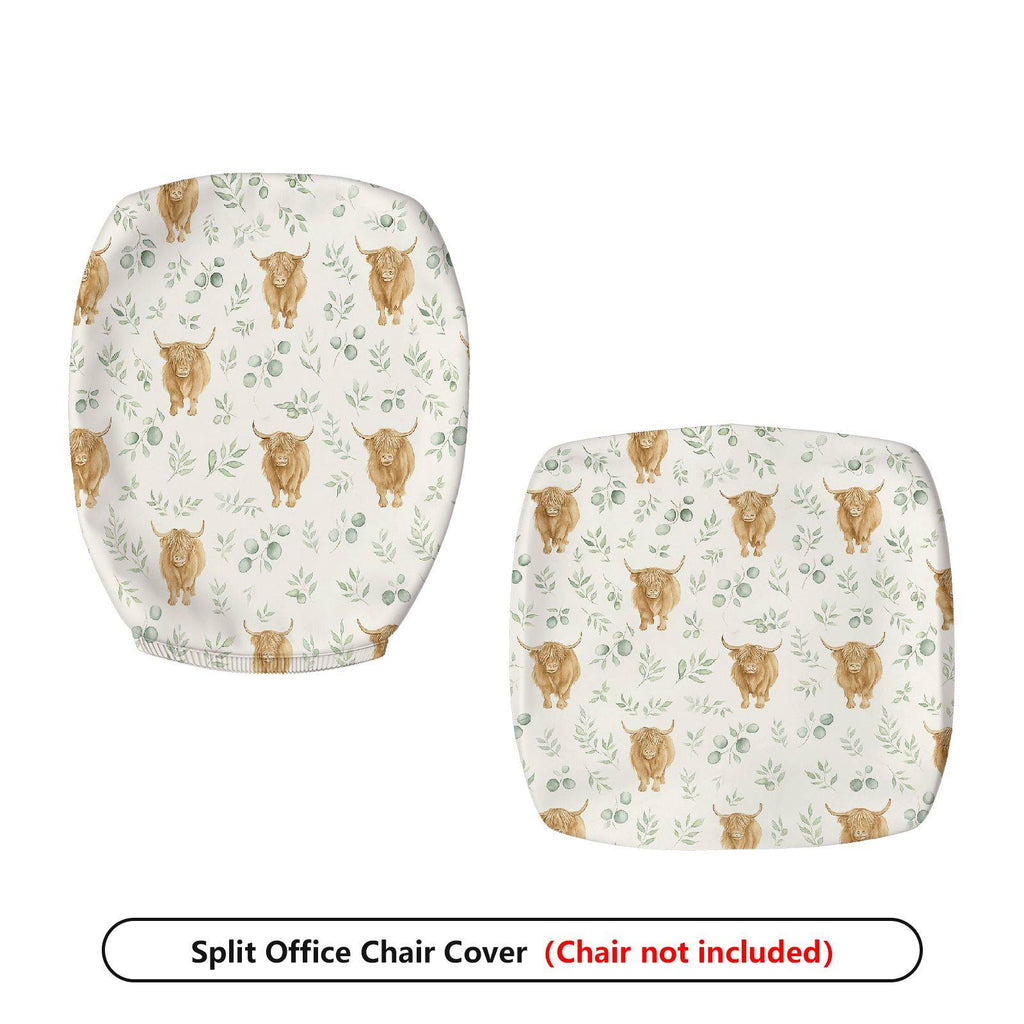 2-Piece Animal Floral Pattern Nature Bull Leaves  Computer Chair Cover Set, Seat and Backrest