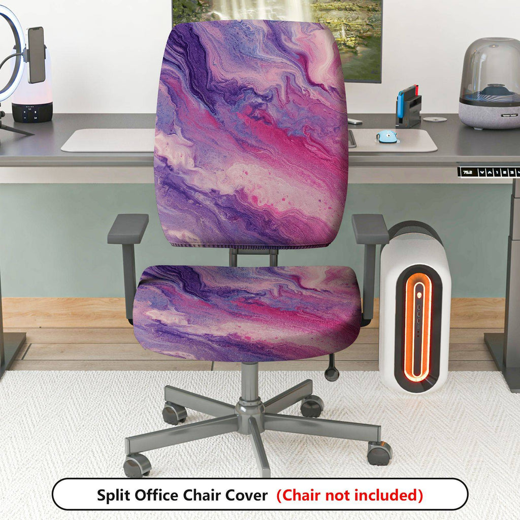 2-Piece Abstract Marble Swirl Pink Purple  Computer Chair Cover Set, Seat and Backrest
