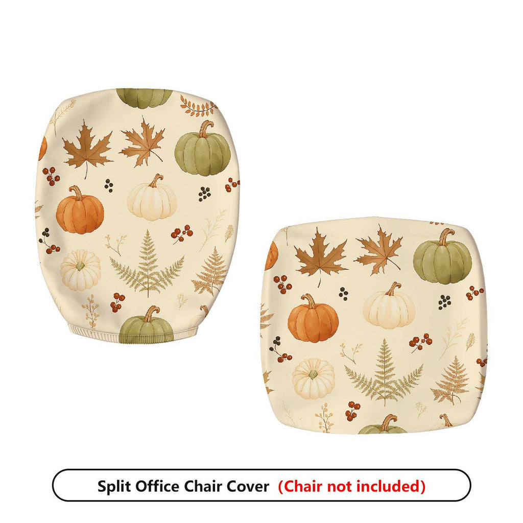 2-Piece Autumn Pumpkin Leaf Thanksgiving  Computer Chair Cover Set, Seat and Backrest