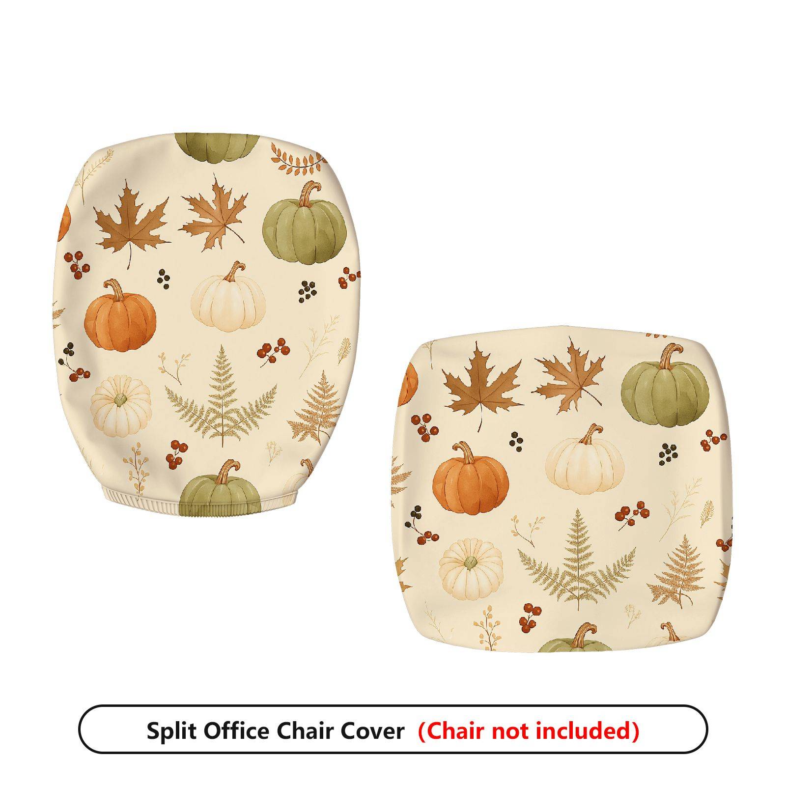 2-Piece Autumn Pumpkin Leaf Thanksgiving  Computer Chair Cover Set, Seat and Backrest