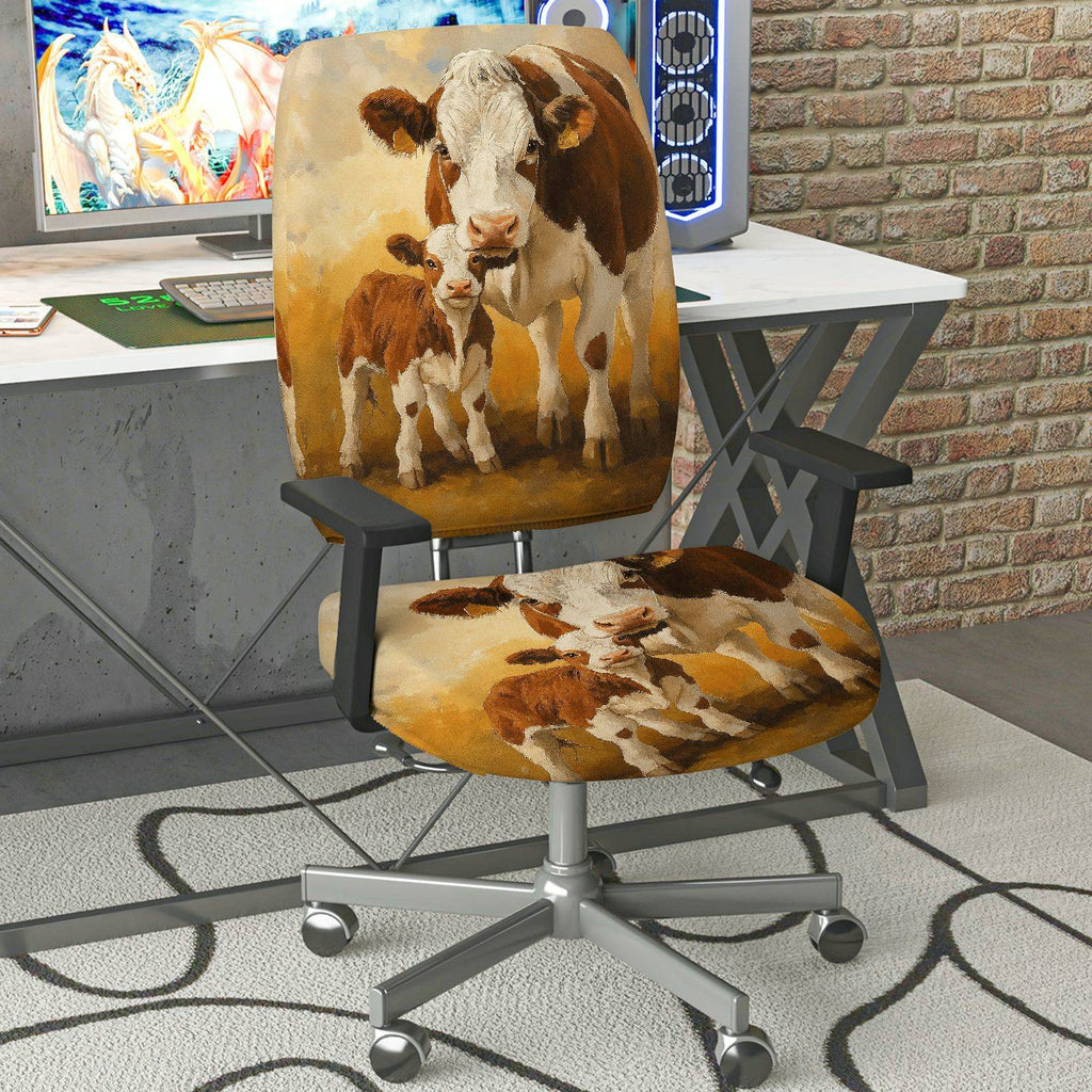 2-Piece Animal Rustic Pastoral Farm Landscape Nature  Computer Chair Cover Set, Seat and Backrest
