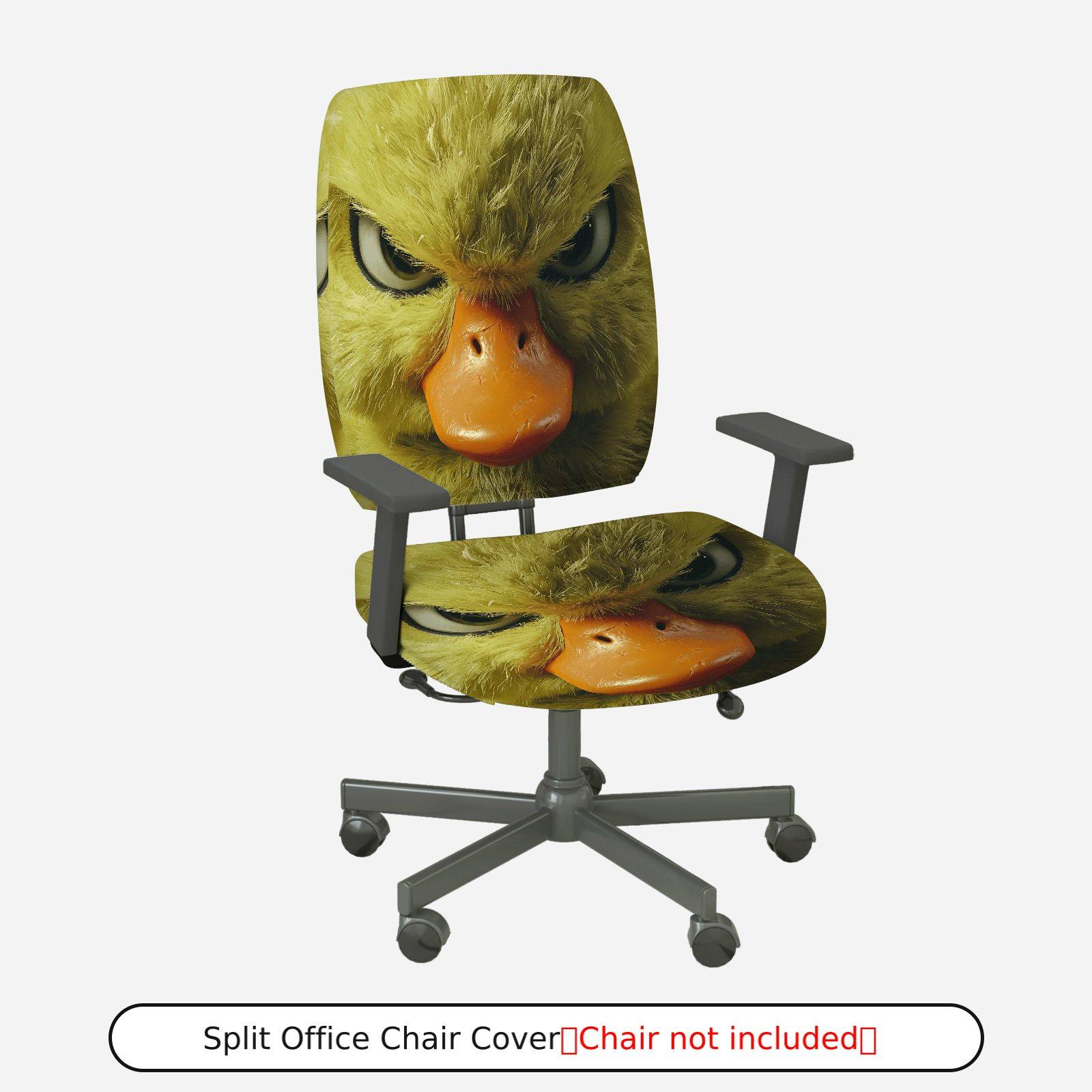 2-Piece Angry Duck Face Fun Unique Animal  Computer Chair Cover Set, Seat and Backrest