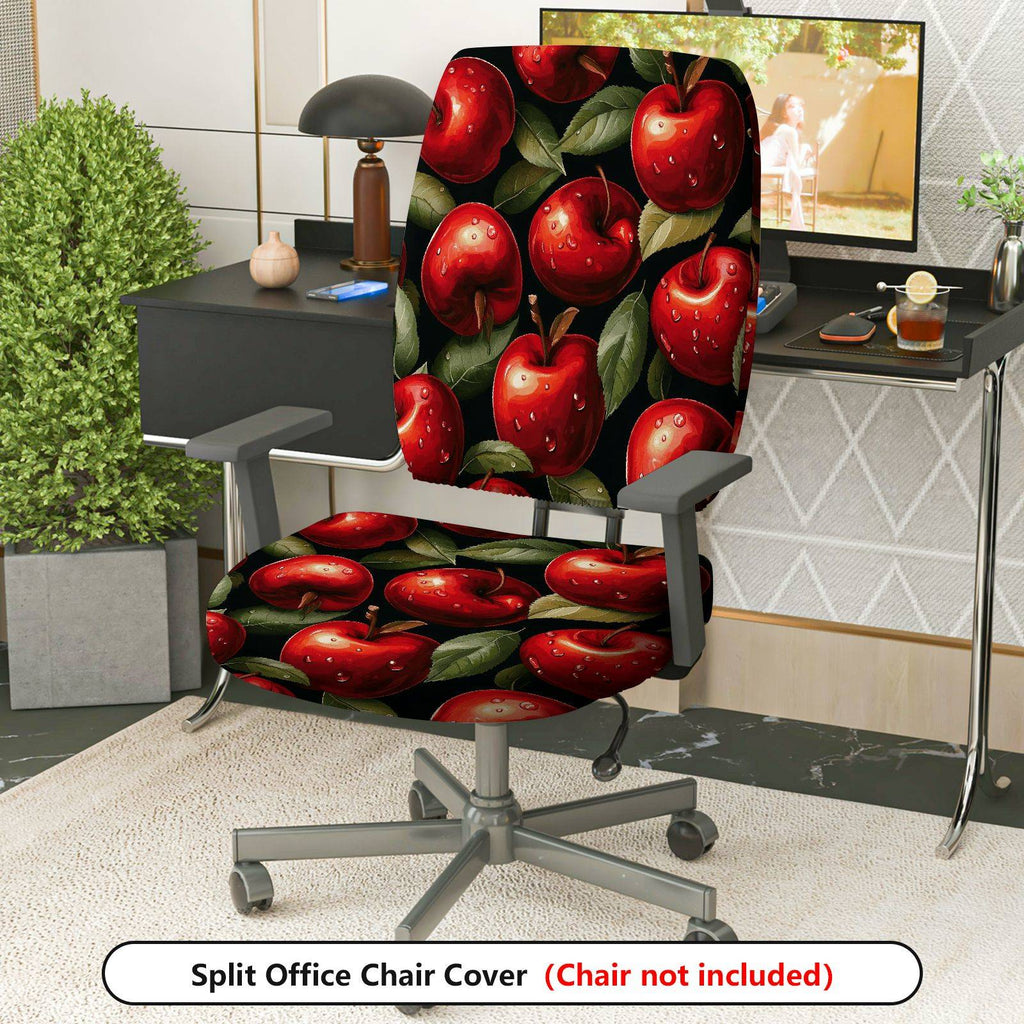 2-Piece Apple Fruit Pattern Home Decor  Computer Chair Cover Set, Seat and Backrest