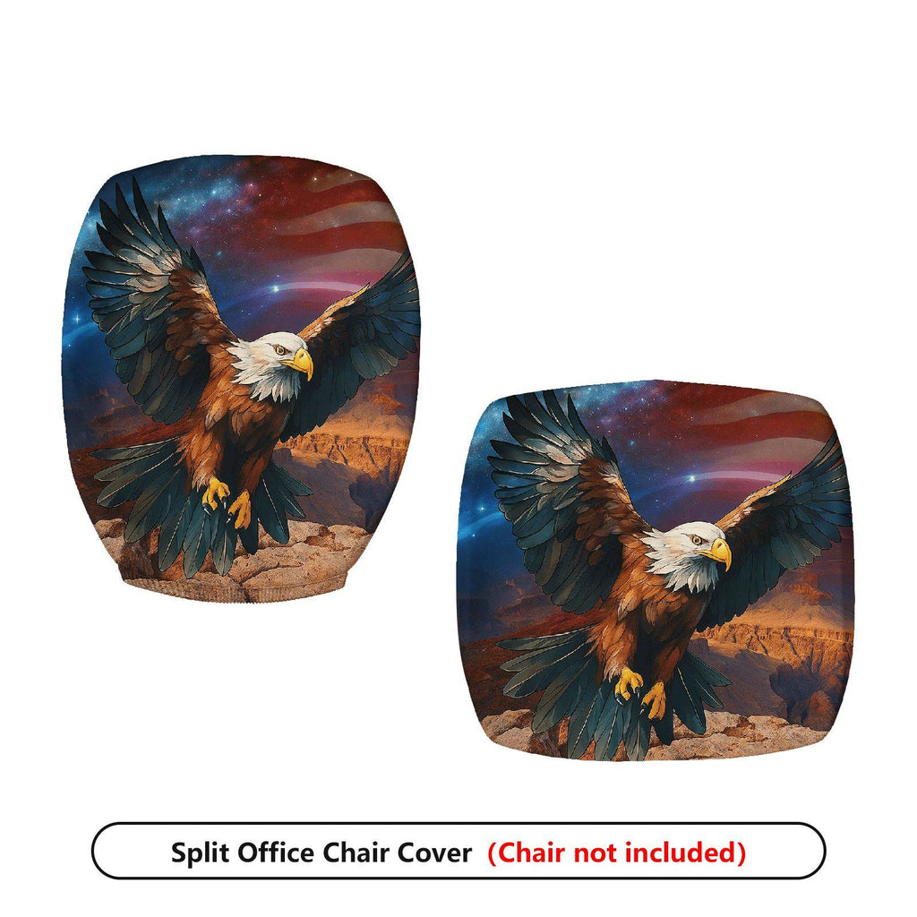 2-Piece American Eagle Patriotic Vintage Wilderness Nature  Computer Chair Cover Set, Seat and Backrest