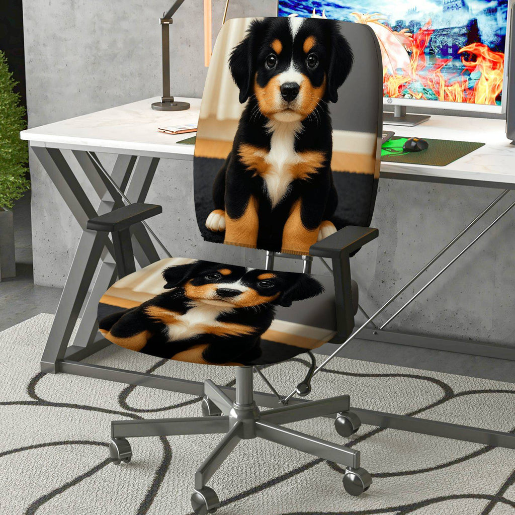 2-Piece Adorable Puppy Animal Design  Computer Chair Cover Set, Seat and Backrest