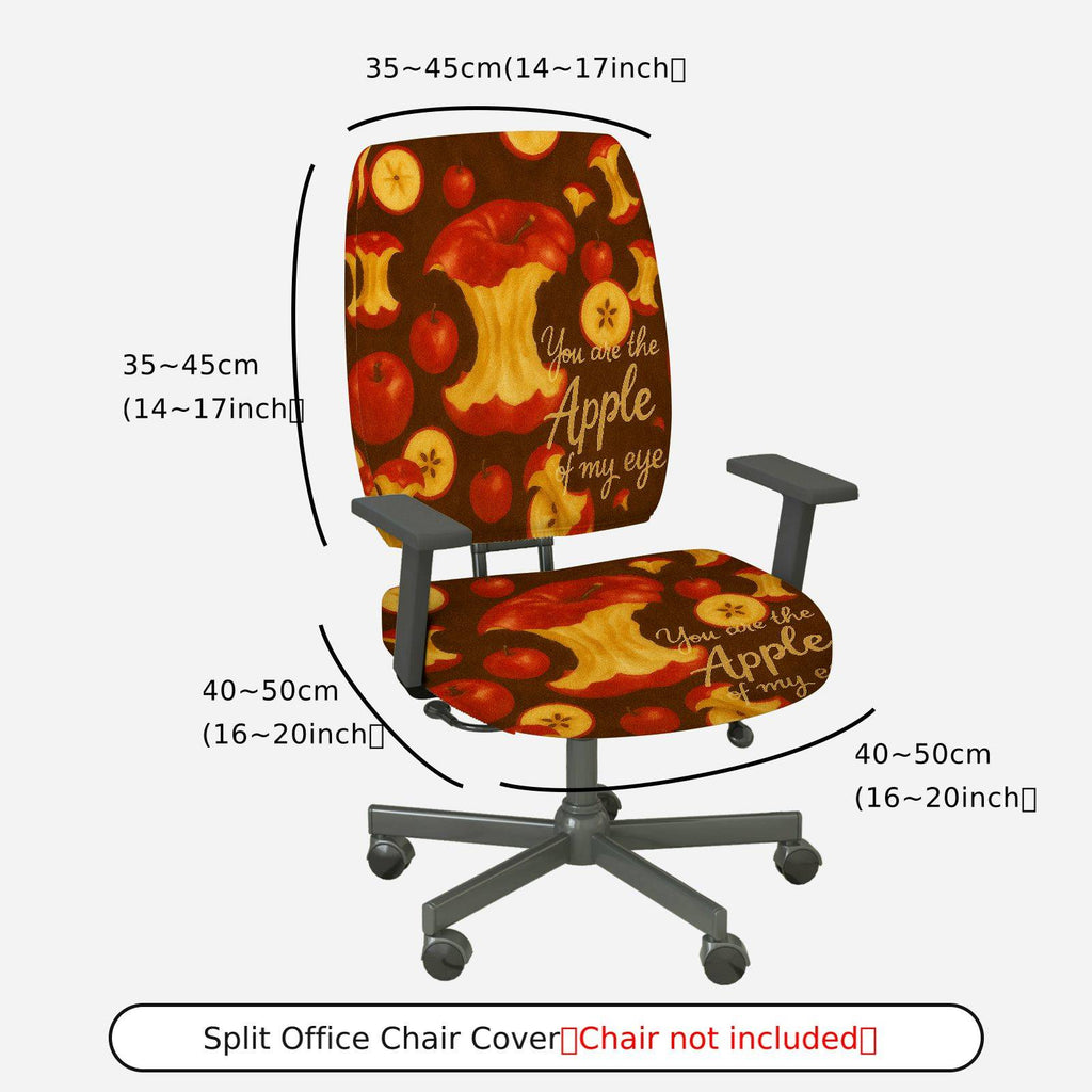 2-Piece Apple Fruit Print Inspirational Quote Red  Computer Chair Cover Set, Seat and Backrest