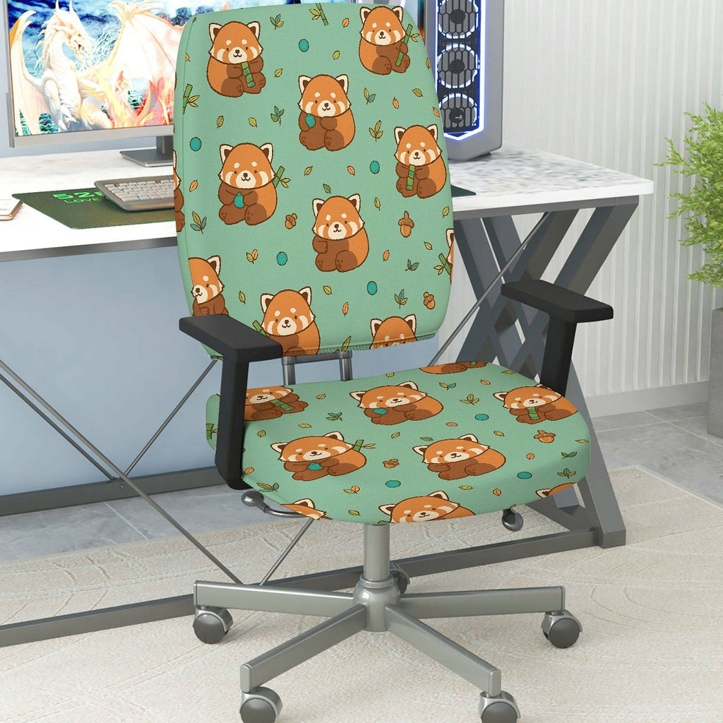 2-Piece Animal Leaf Cute Playful Cozy  Computer Chair Cover Set, Seat and Backrest