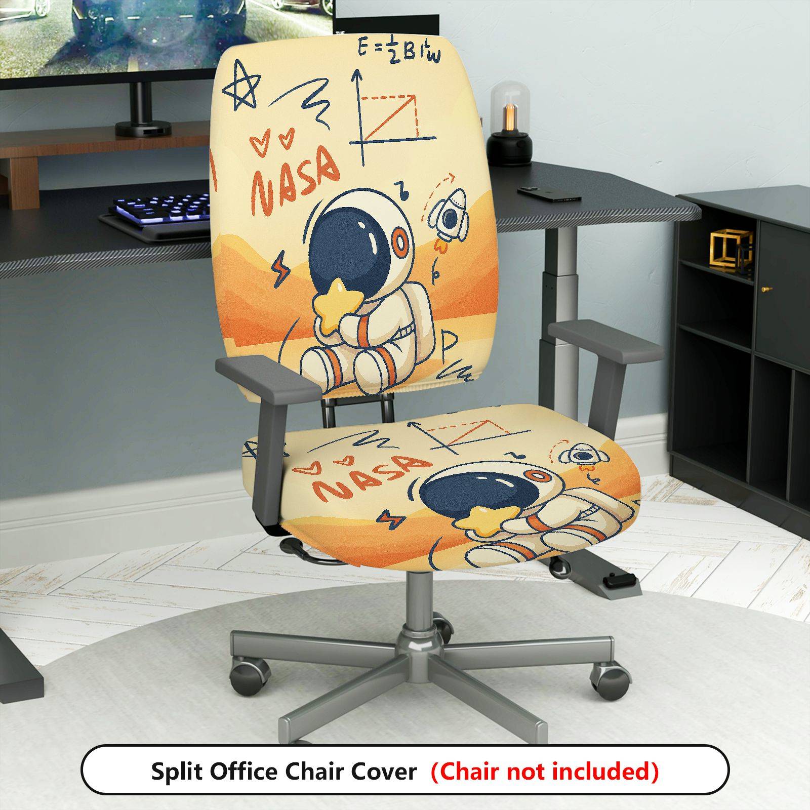 2-Piece Astronaut Space Rocket NASA Star  Computer Chair Cover Set, Seat and Backrest