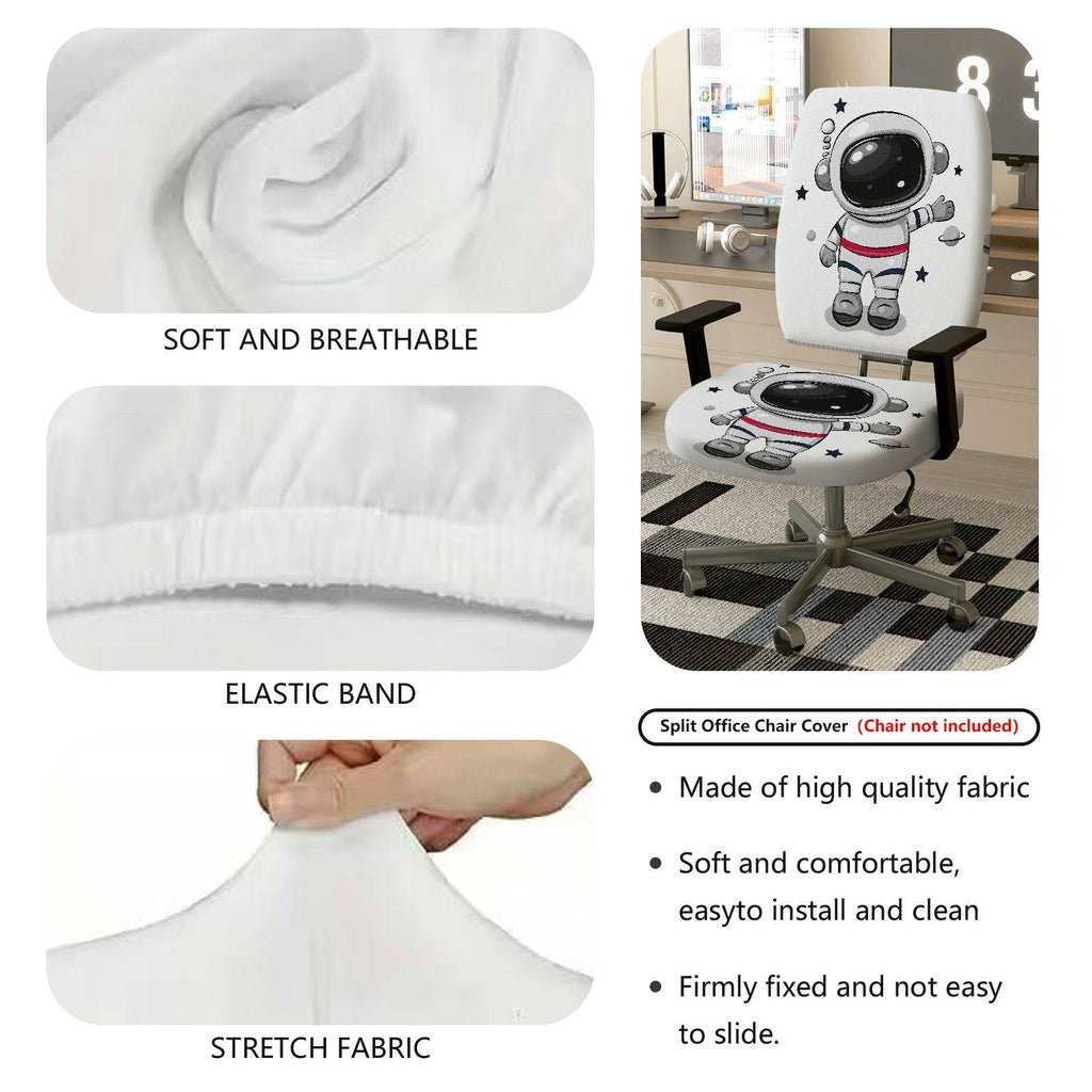 2-Piece Astronaut Space Star Galaxy  Computer Chair Cover Set, Seat and Backrest