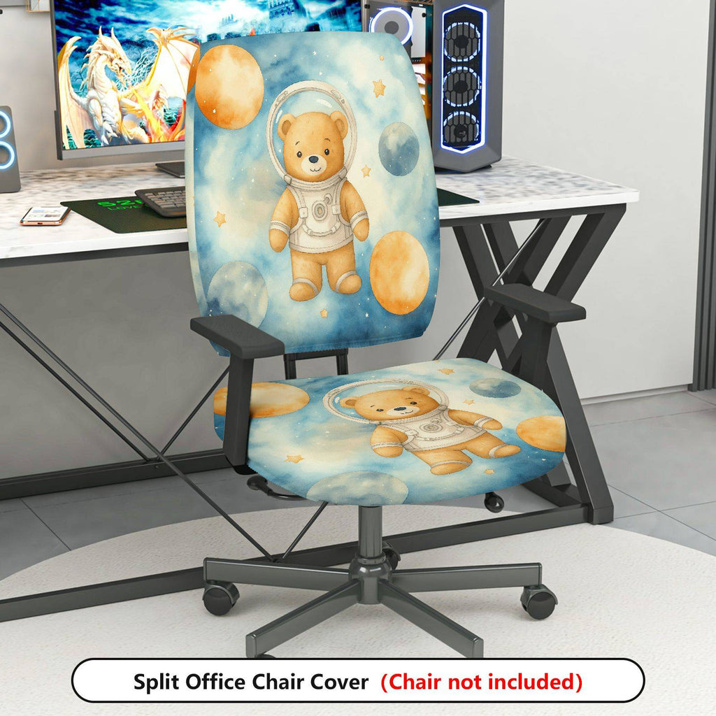 2-Piece Astronaut Bear Galaxy Space Stars  Computer Chair Cover Set, Seat and Backrest