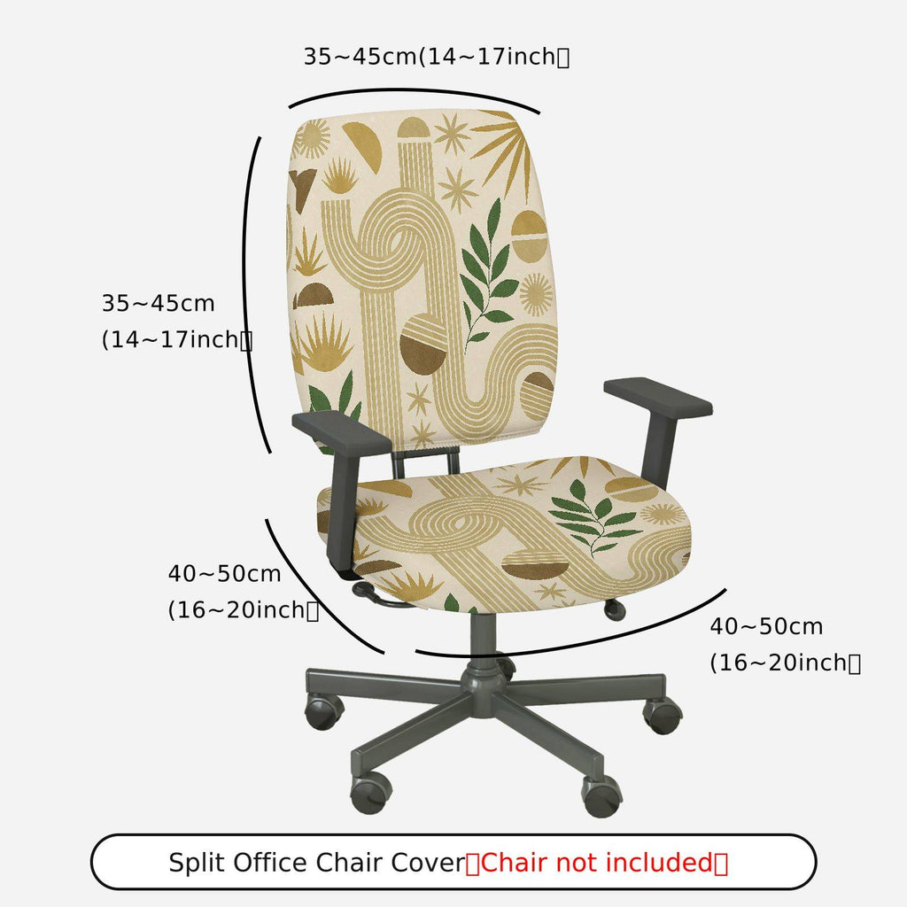 2-Piece Geometric Botanical Abstract Neutral Modern  Computer Chair Cover Set, Seat and Backrest