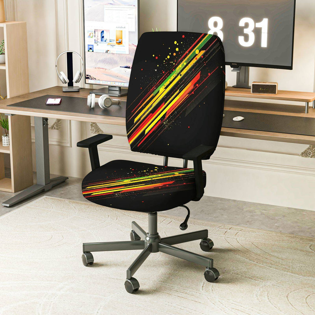 2-Piece Abstract Colorful Art Modern Urban Vibrant  Computer Chair Cover Set, Seat and Backrest