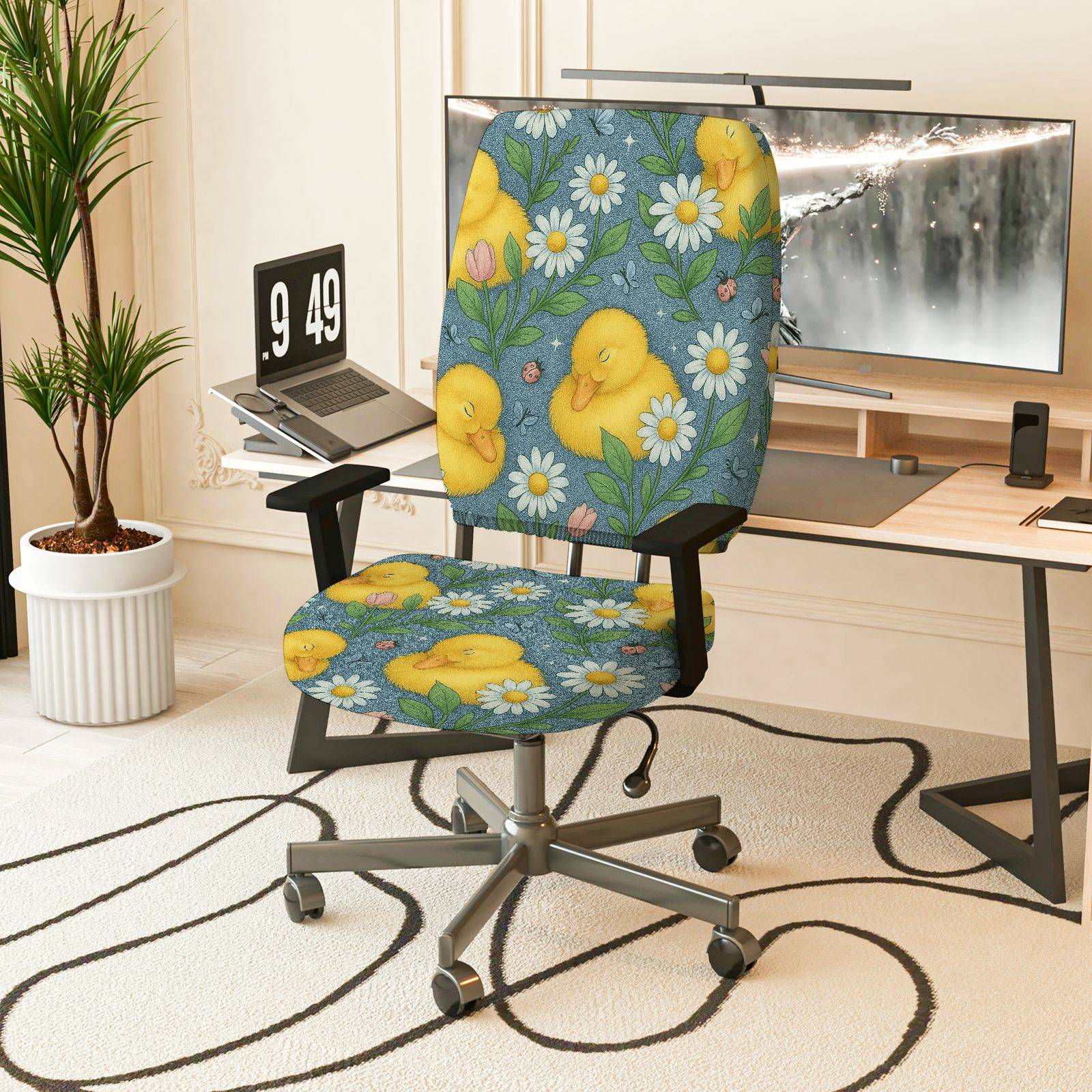 2-Piece Animal Floral Pattern  Computer Chair Cover Set, Seat and Backrest