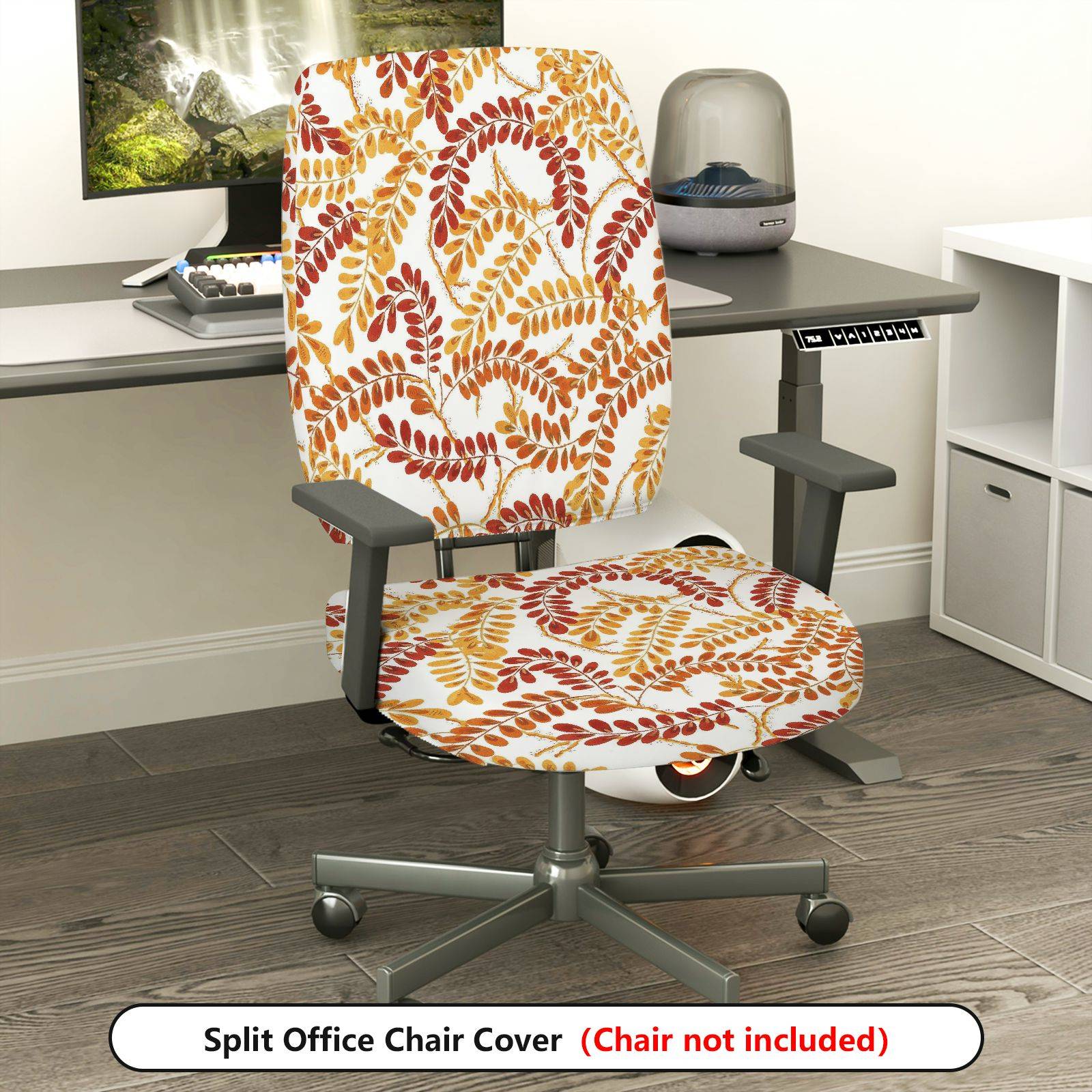2-Piece Autumn Leaves Pattern Decorative  Computer Chair Cover Set, Seat and Backrest