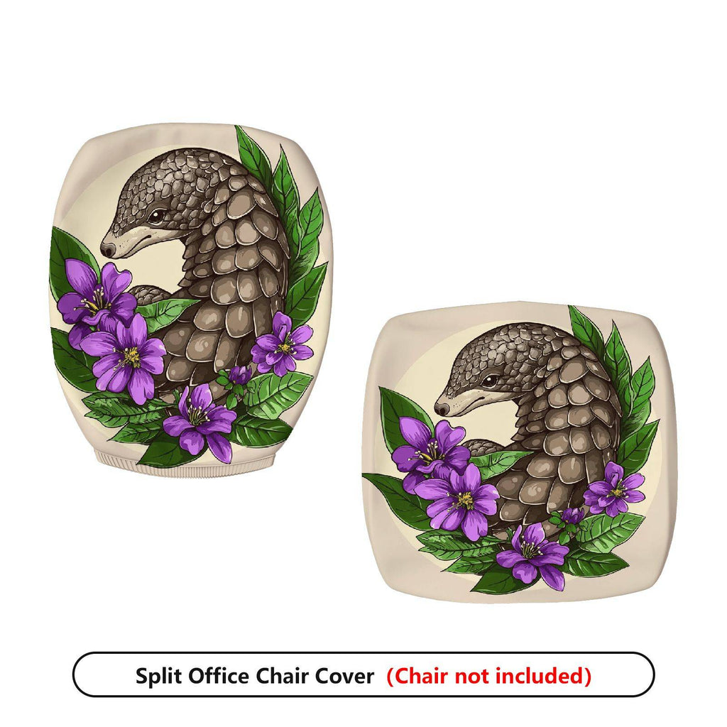2-Piece Animal Floral Artistic Decorative  Computer Chair Cover Set, Seat and Backrest
