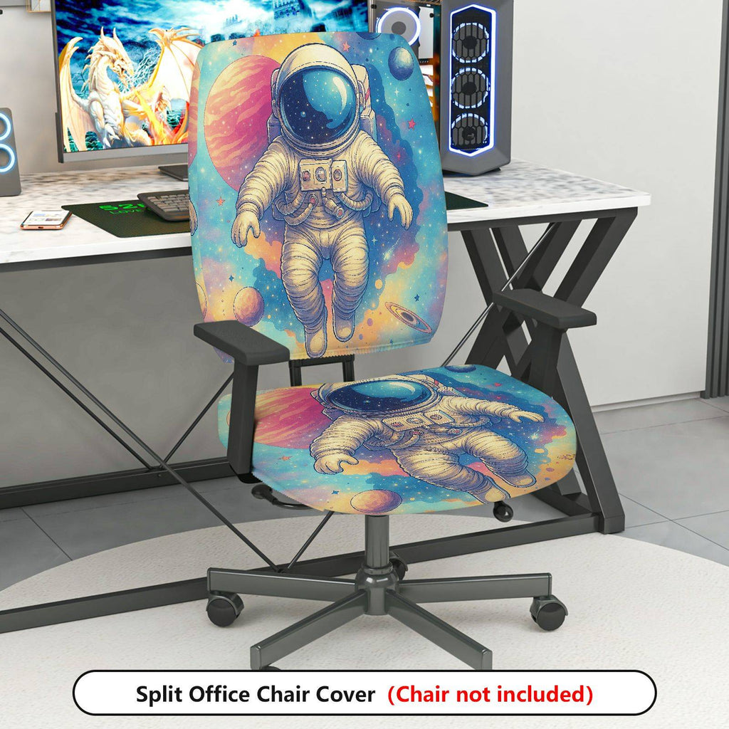 2-Piece Astronaut Space Galaxy Star Universe  Computer Chair Cover Set, Seat and Backrest