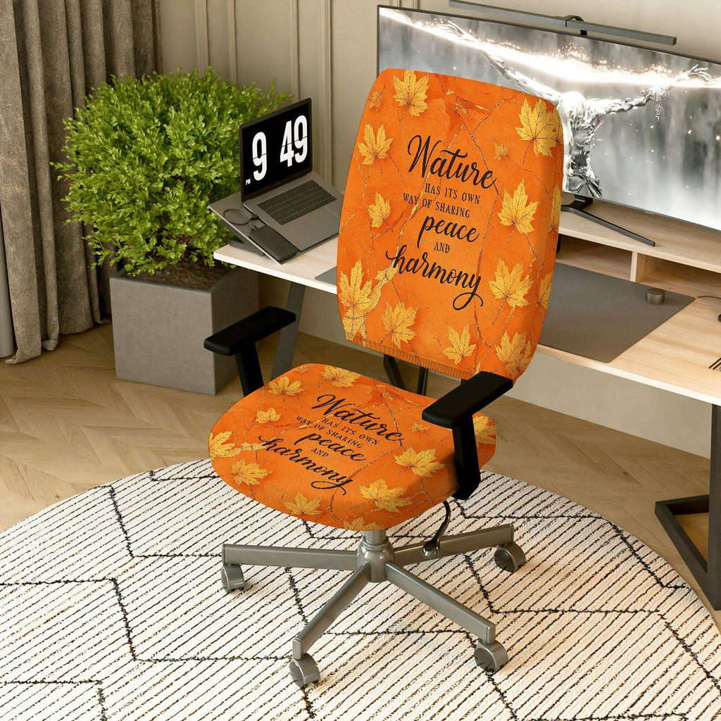 2-Piece Autumn Maple Leaf Nature Peace Harmony  Computer Chair Cover Set, Seat and Backrest