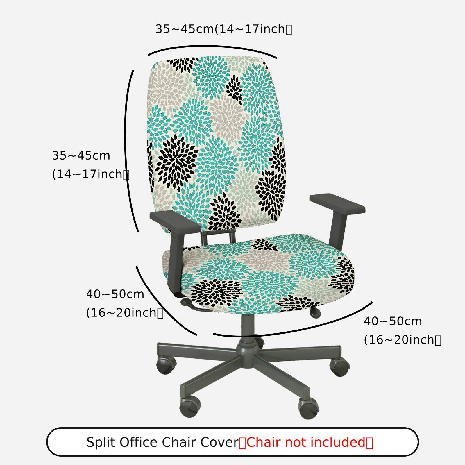 2-Piece Floral Geometric Modern Stylish Protective  Computer Chair Cover Set, Seat and Backrest