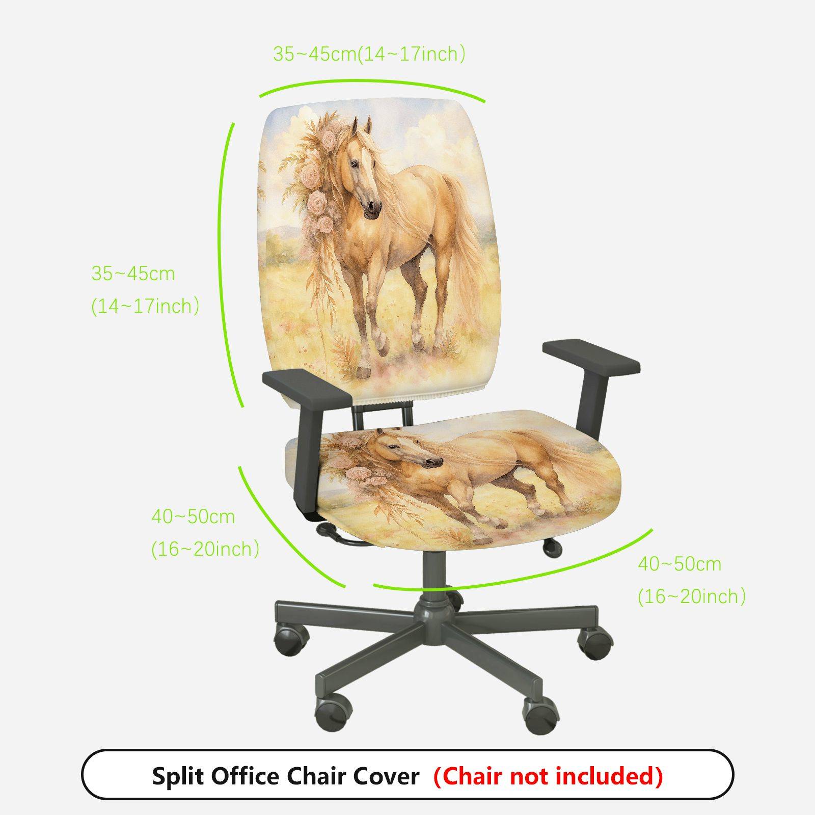 2-Piece horse flower meadow  Computer Chair Cover Set, Seat and Backrest