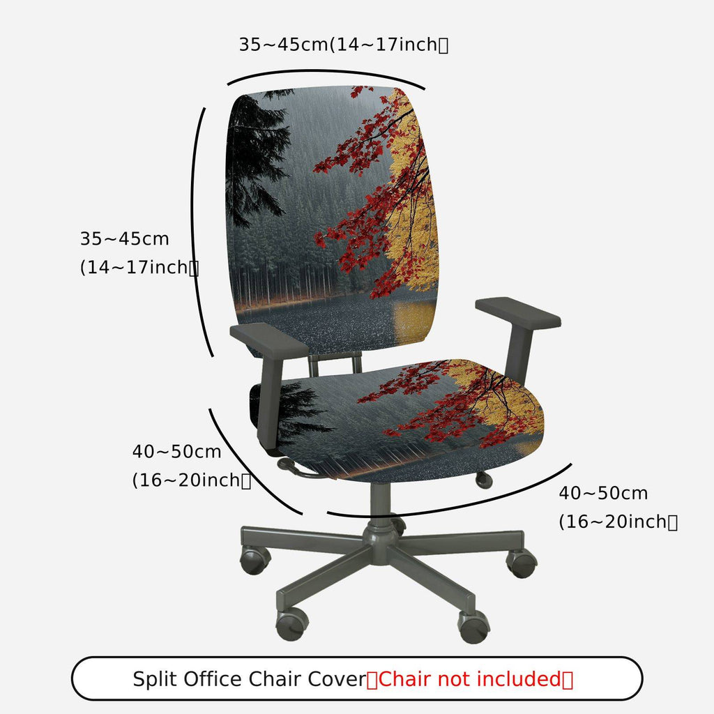 2-Piece Autumn Tree Forest Landscape  Computer Chair Cover Set, Seat and Backrest