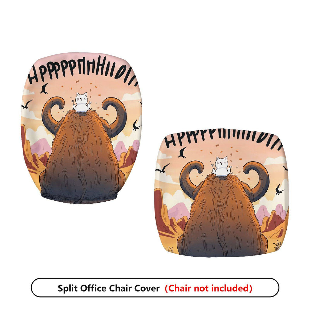 2-Piece Animal Humor  Computer Chair Cover Set, Seat and Backrest