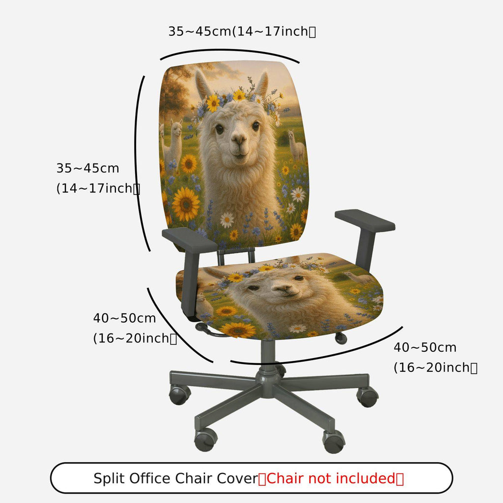 2-Piece Alpaca floral pastoral countryside sunflower  Computer Chair Cover Set, Seat and Backrest