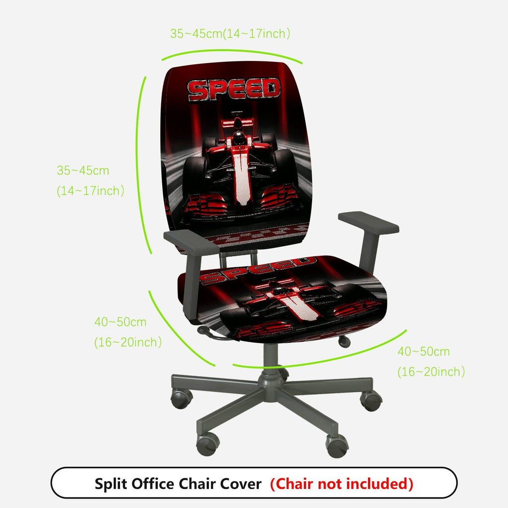 2-Piece Speed Racing Car Style Red Black  Computer Chair Cover Set, Seat and Backrest
