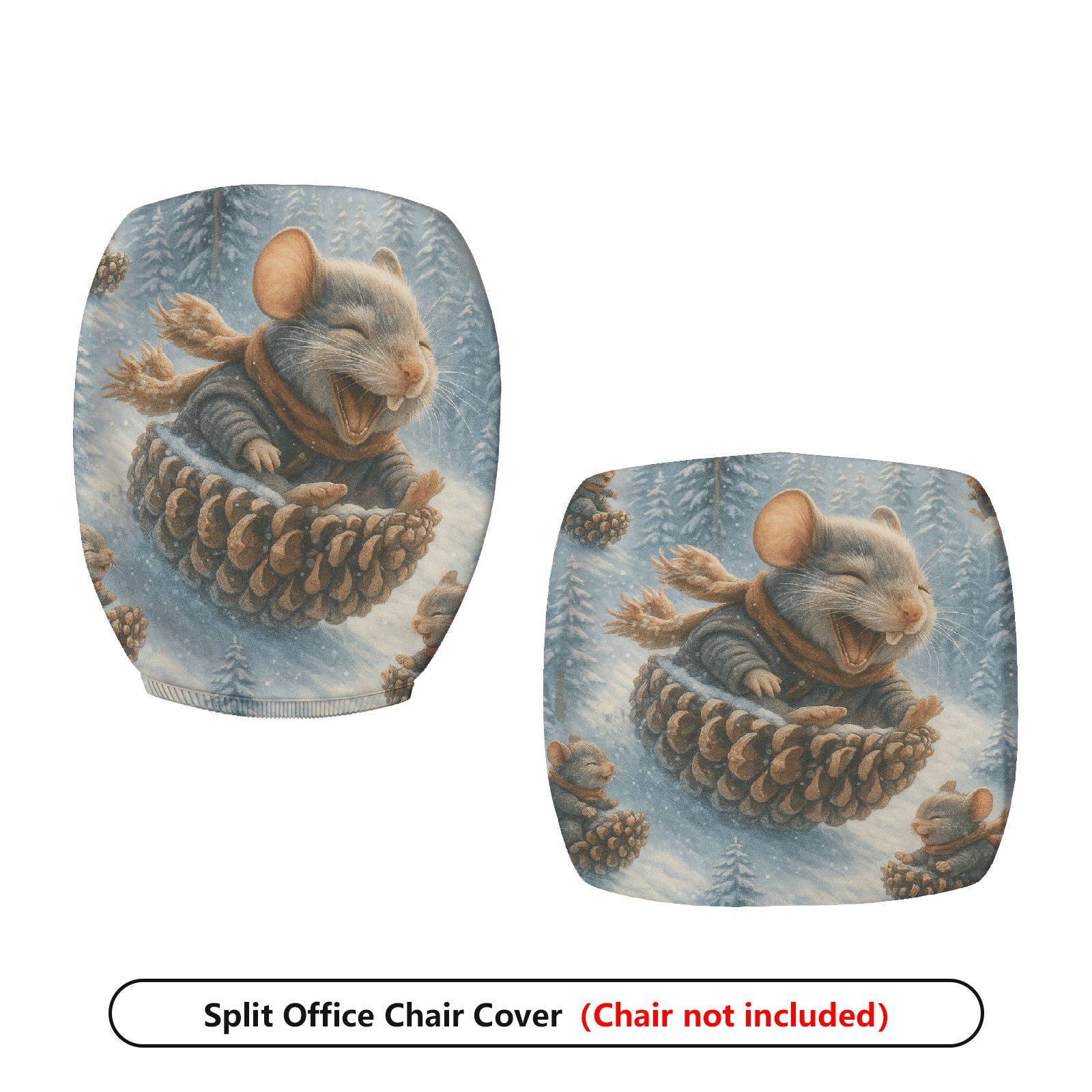 2-Piece Animal Winter Festive Decorative Cozy  Computer Chair Cover Set, Seat and Backrest