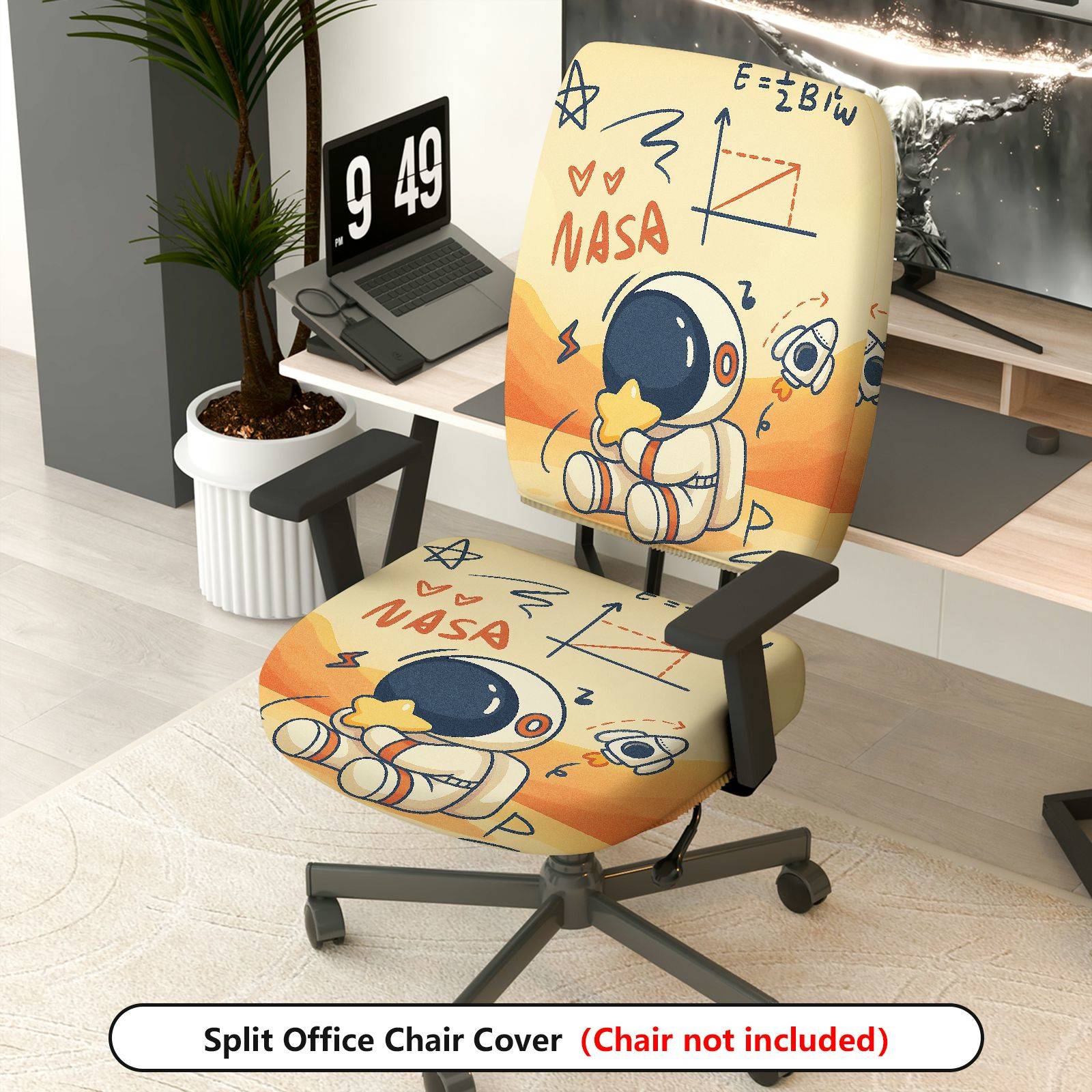 2-Piece Astronaut Space Rocket NASA Star  Computer Chair Cover Set, Seat and Backrest