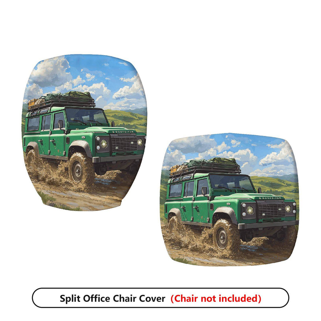 2-Piece Adventure Off-road Vehicle Landscape Travel Nature  Computer Chair Cover Set, Seat and Backrest
