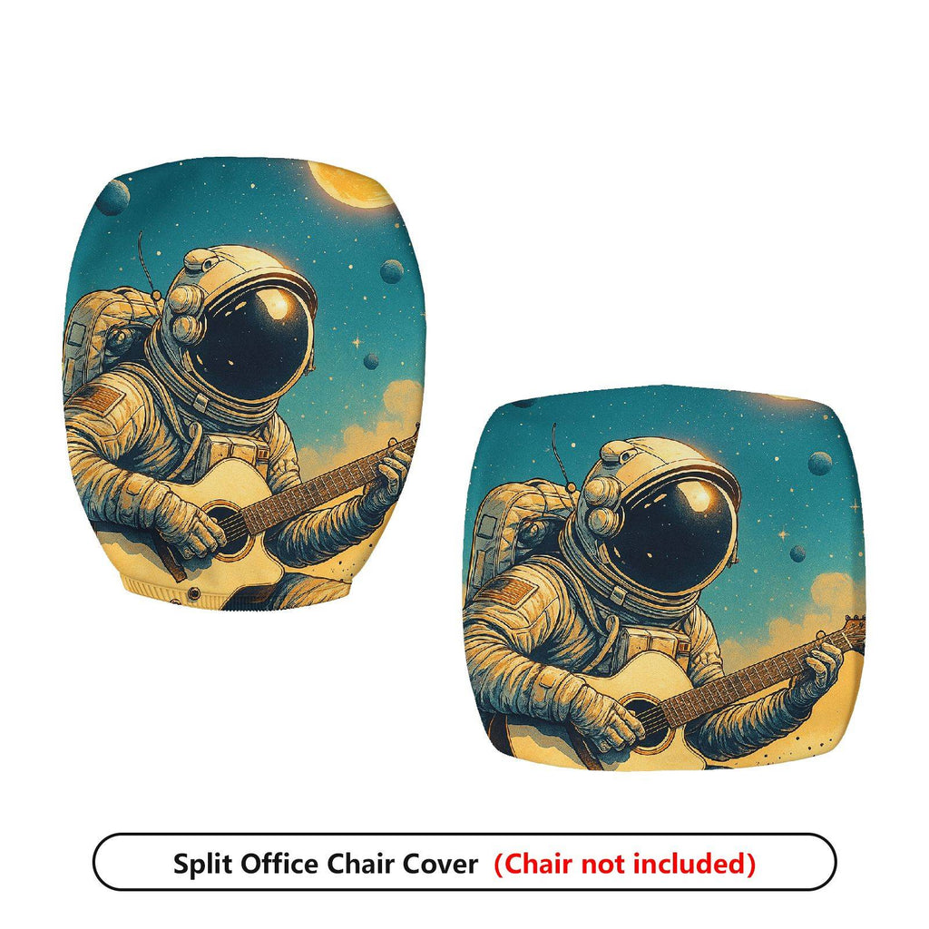 2-Piece Astronaut Guitar Space Star Moon  Computer Chair Cover Set, Seat and Backrest