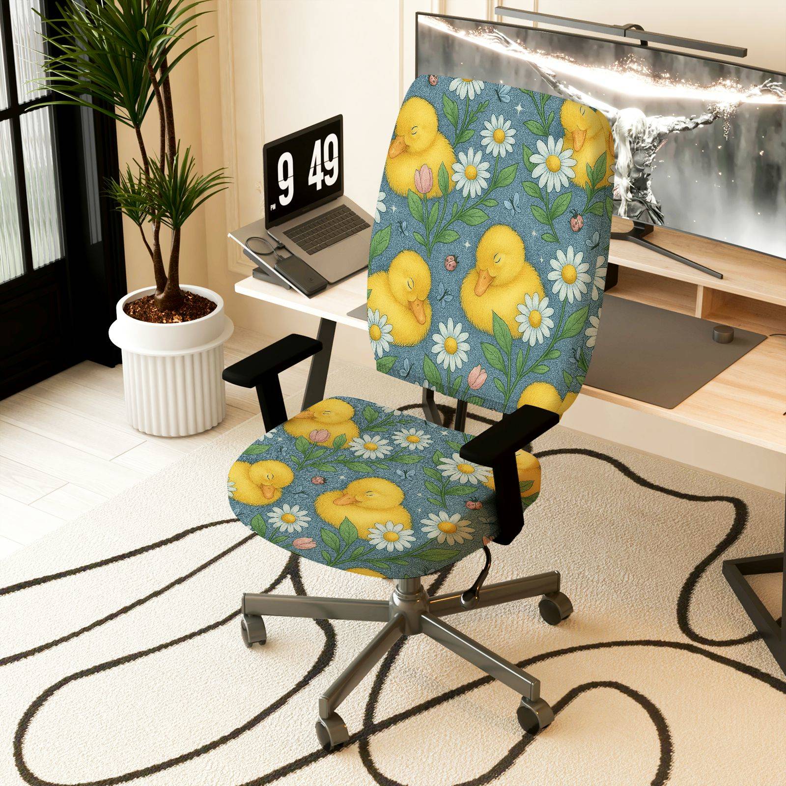 2-Piece Animal Floral Pattern  Computer Chair Cover Set, Seat and Backrest