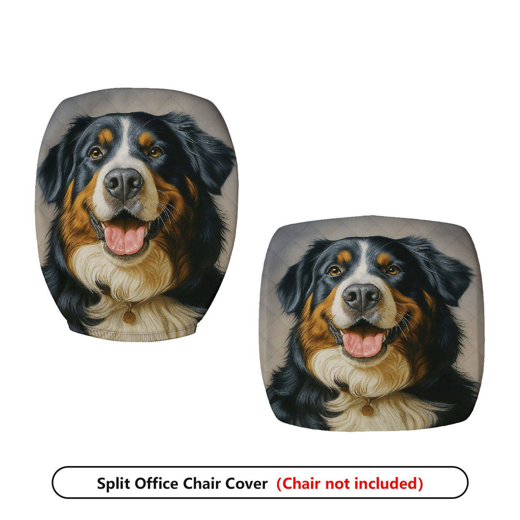 2-Piece Dog Print Animal Theme Cute Home  Computer Chair Cover Set, Seat and Backrest