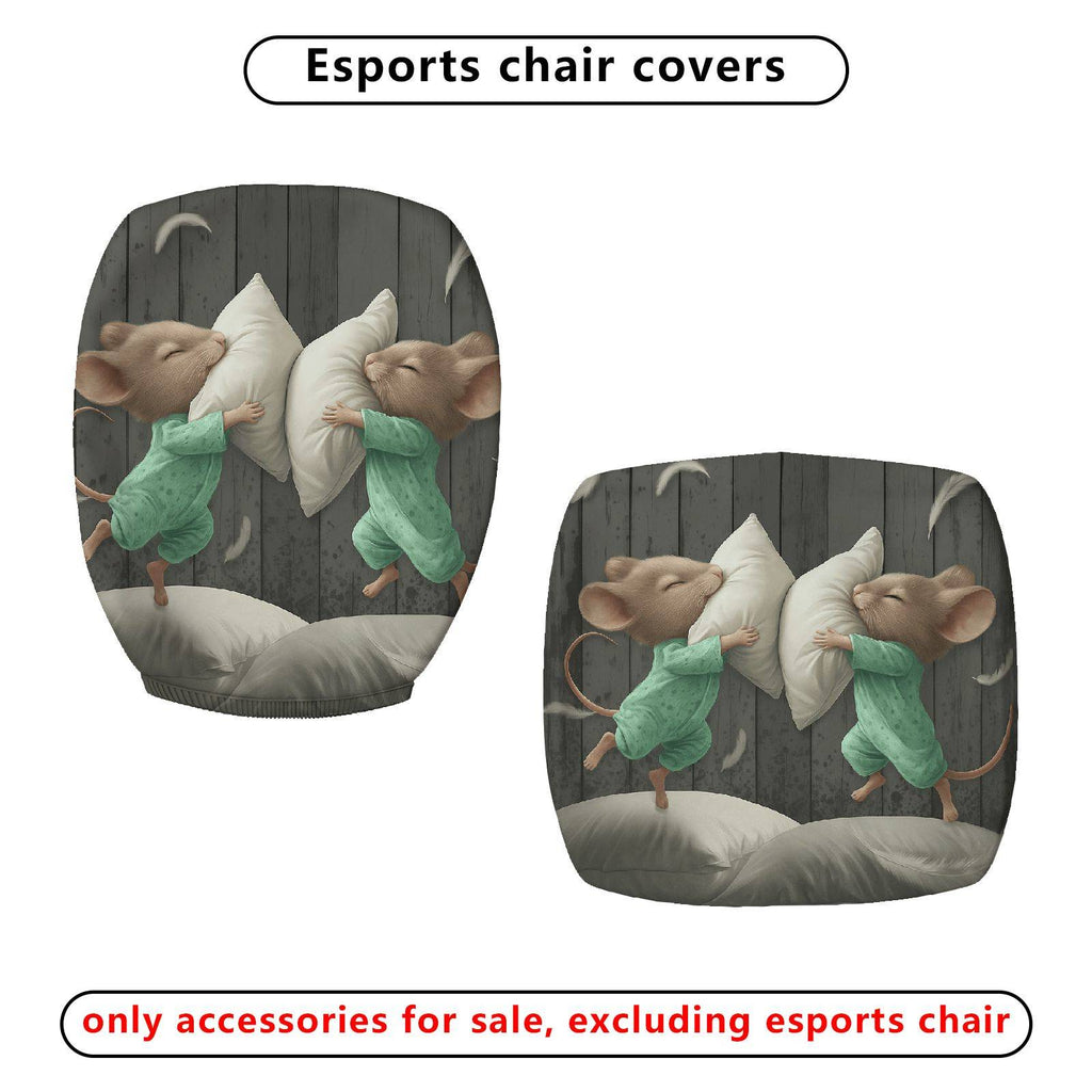 2-Piece Animal Pillow Sleeping Cute Decorative  Computer Chair Cover Set, Seat and Backrest