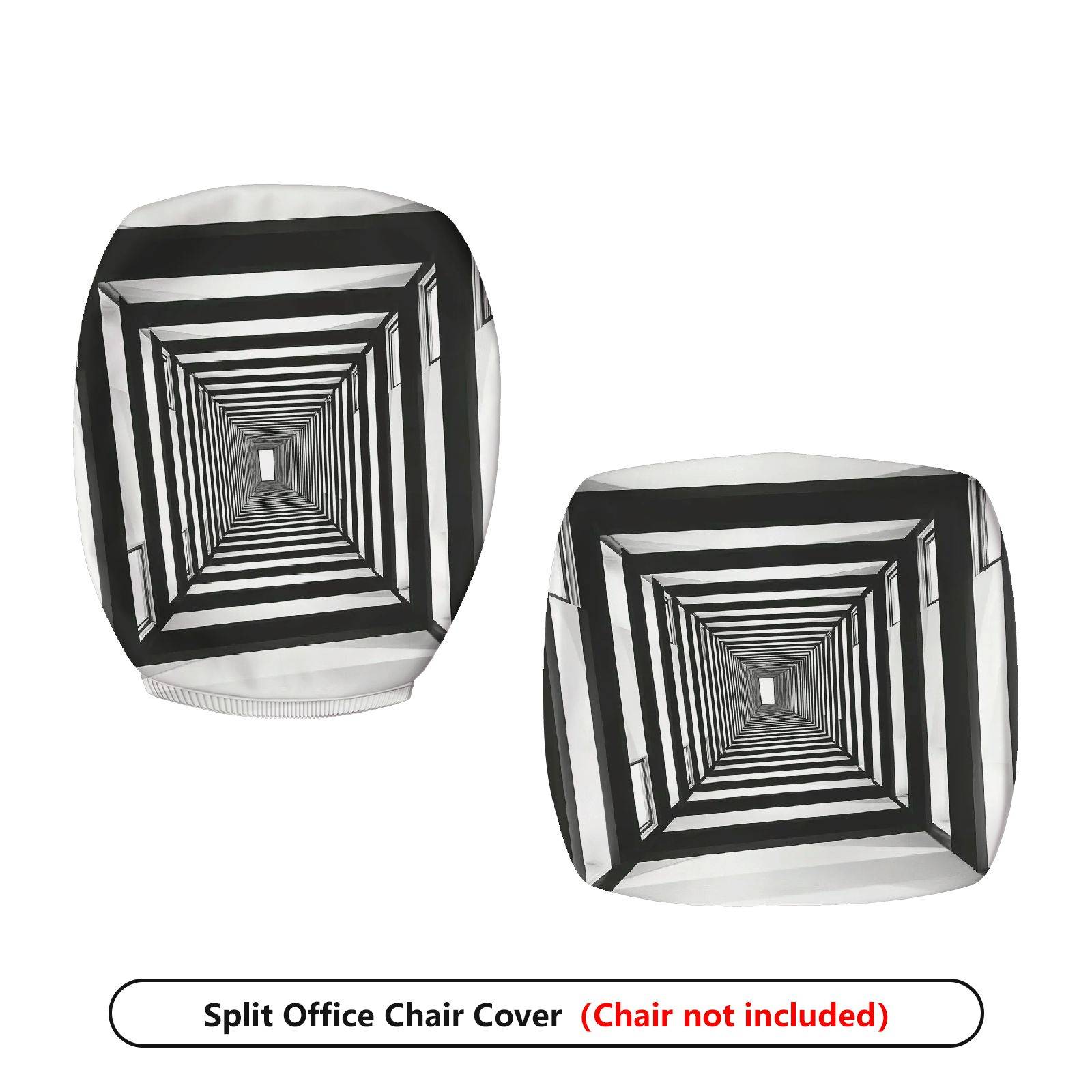 2-Piece Optical Illusion Geometric Modern Art Creative Home Decor  Computer Chair Cover Set, Seat and Backrest