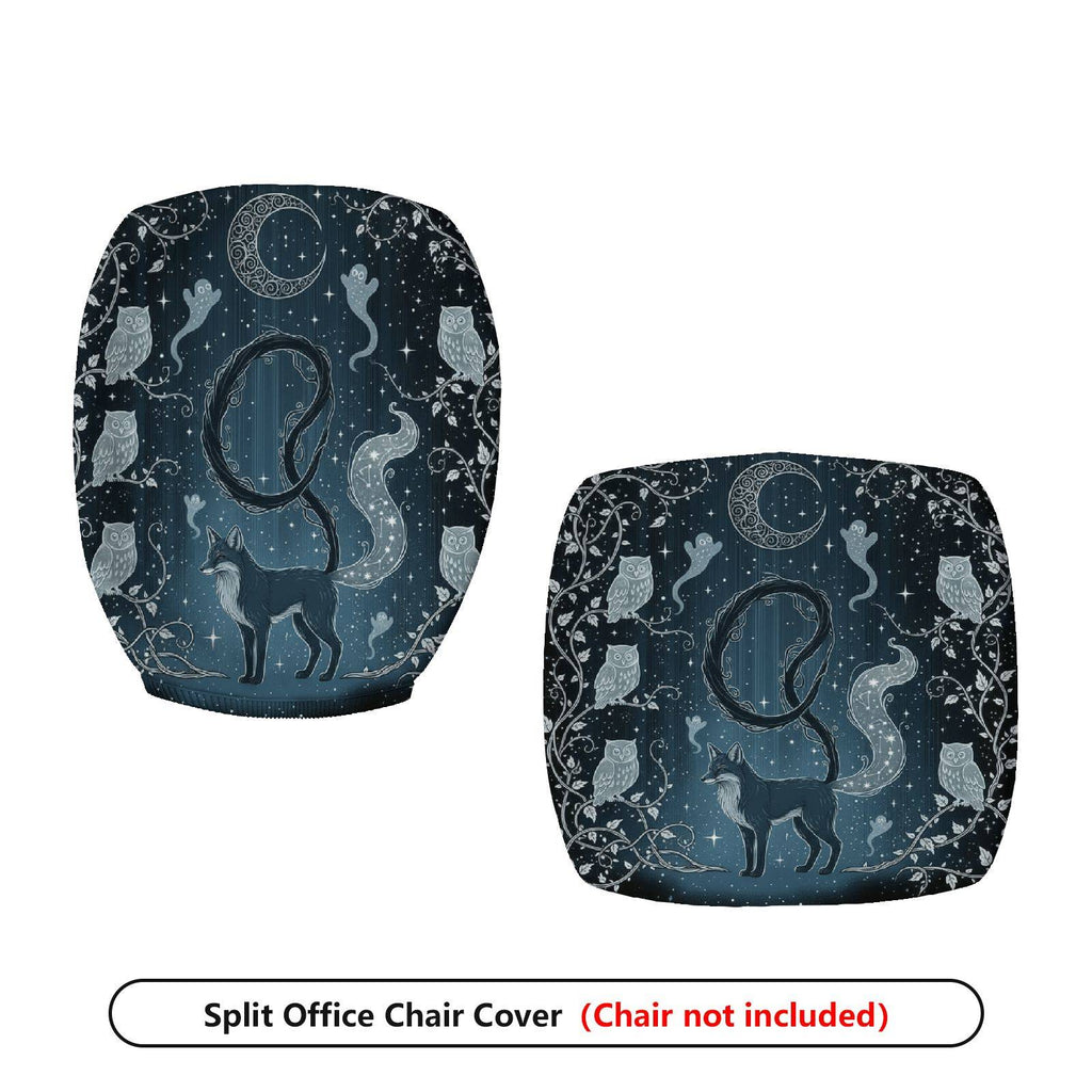 2-Piece Animal Cosmic Night Cool Star Moon  Computer Chair Cover Set, Seat and Backrest