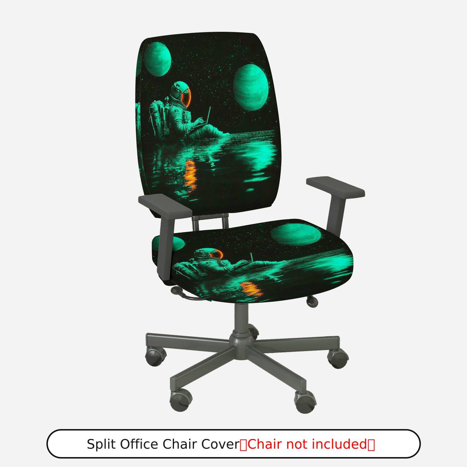 2-Piece Astronaut Space Galaxy Stars Planet  Computer Chair Cover Set, Seat and Backrest