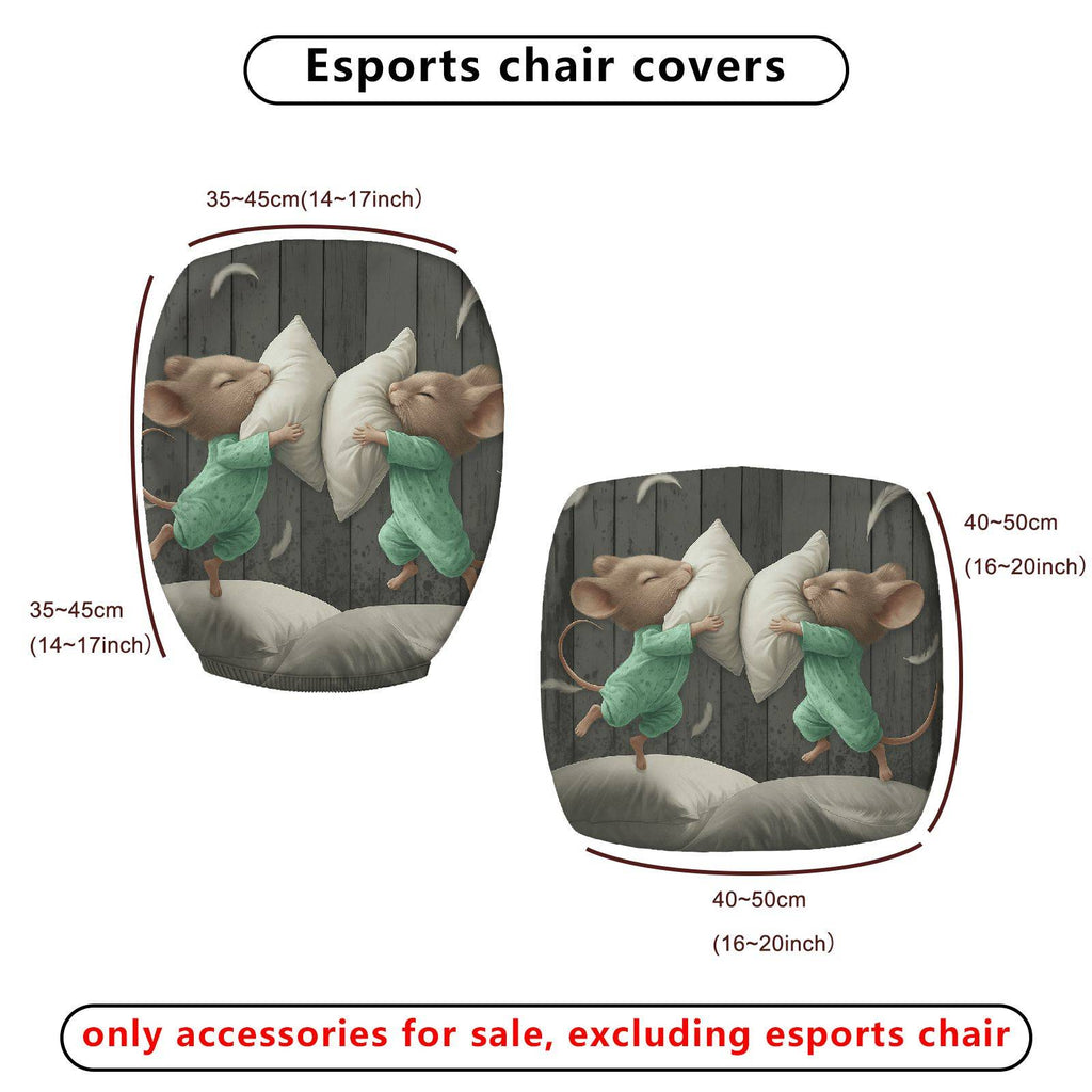 2-Piece Animal Pillow Sleeping Cute Decorative  Computer Chair Cover Set, Seat and Backrest