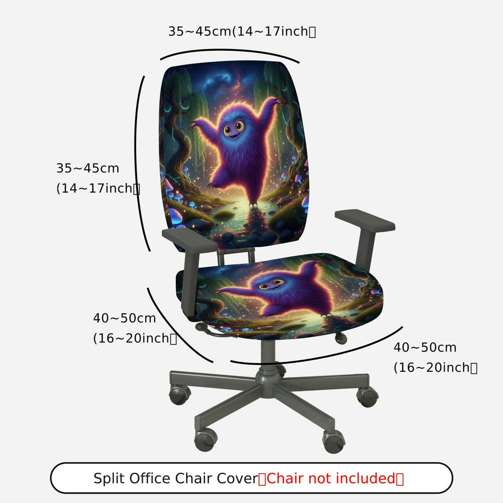 2-Piece Adorable Fantasy Creature Magic Forest Glow  Computer Chair Cover Set, Seat and Backrest
