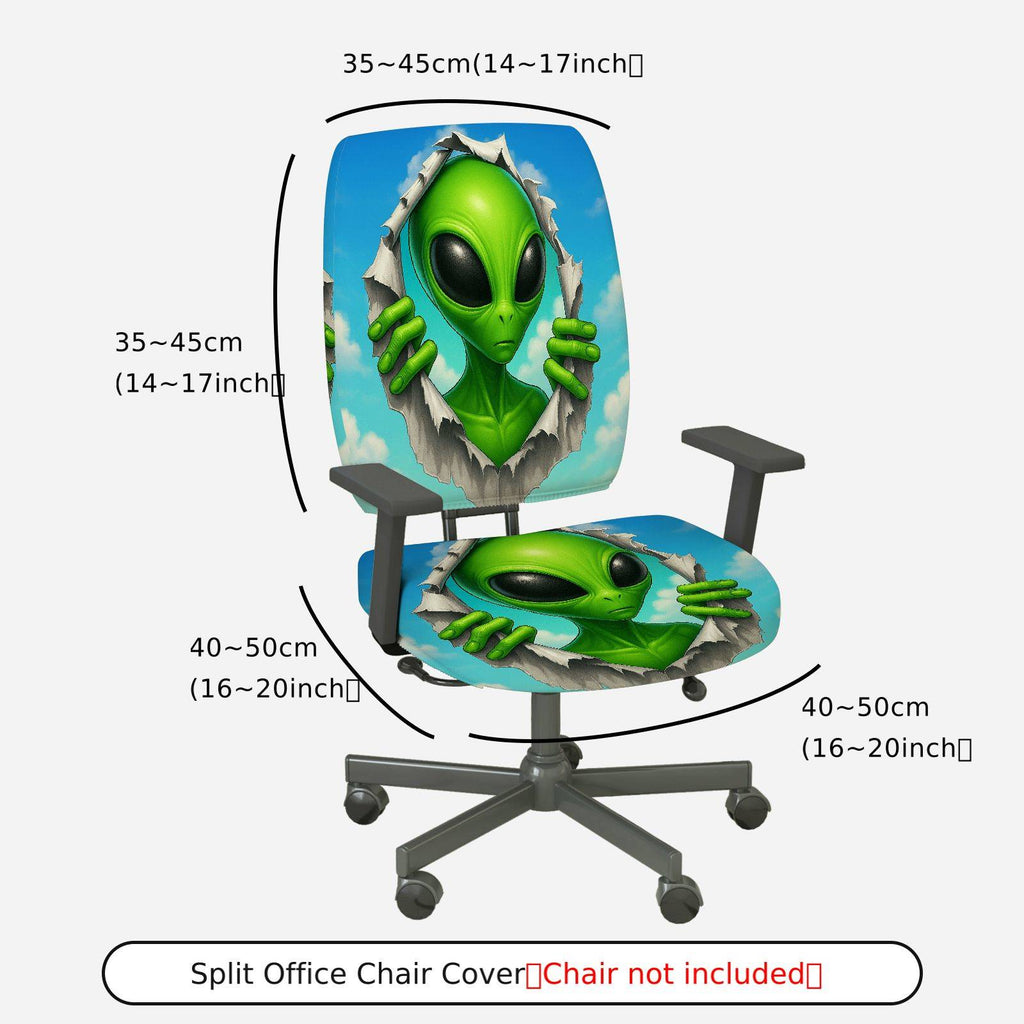2-Piece Alien Sci-Fi Fun Creative Unique  Computer Chair Cover Set, Seat and Backrest