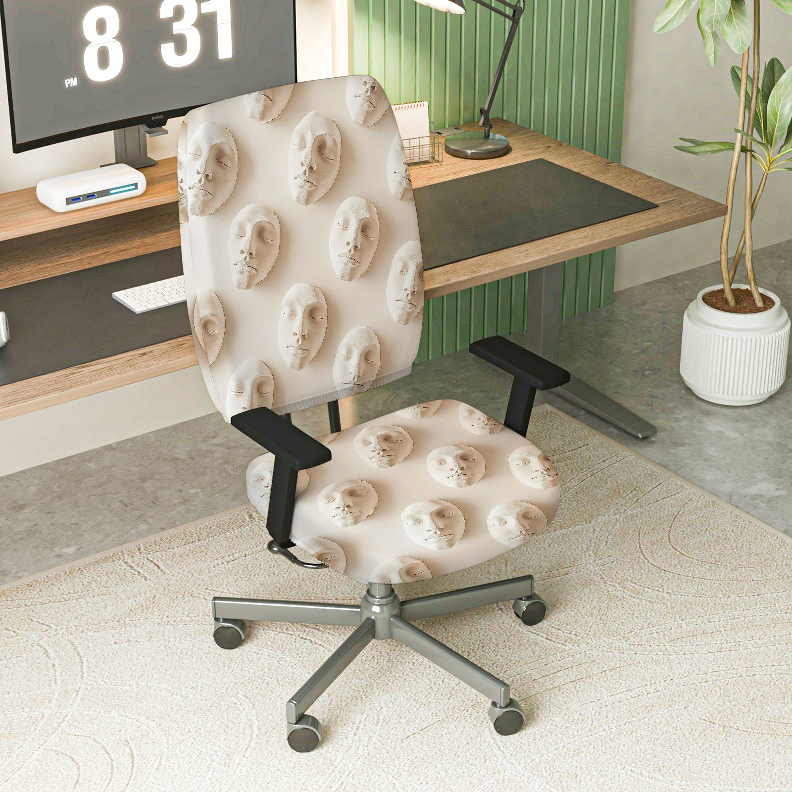 2-Piece Abstract Artistic Modern Stylish Unique Creative  Computer Chair Cover Set, Seat and Backrest