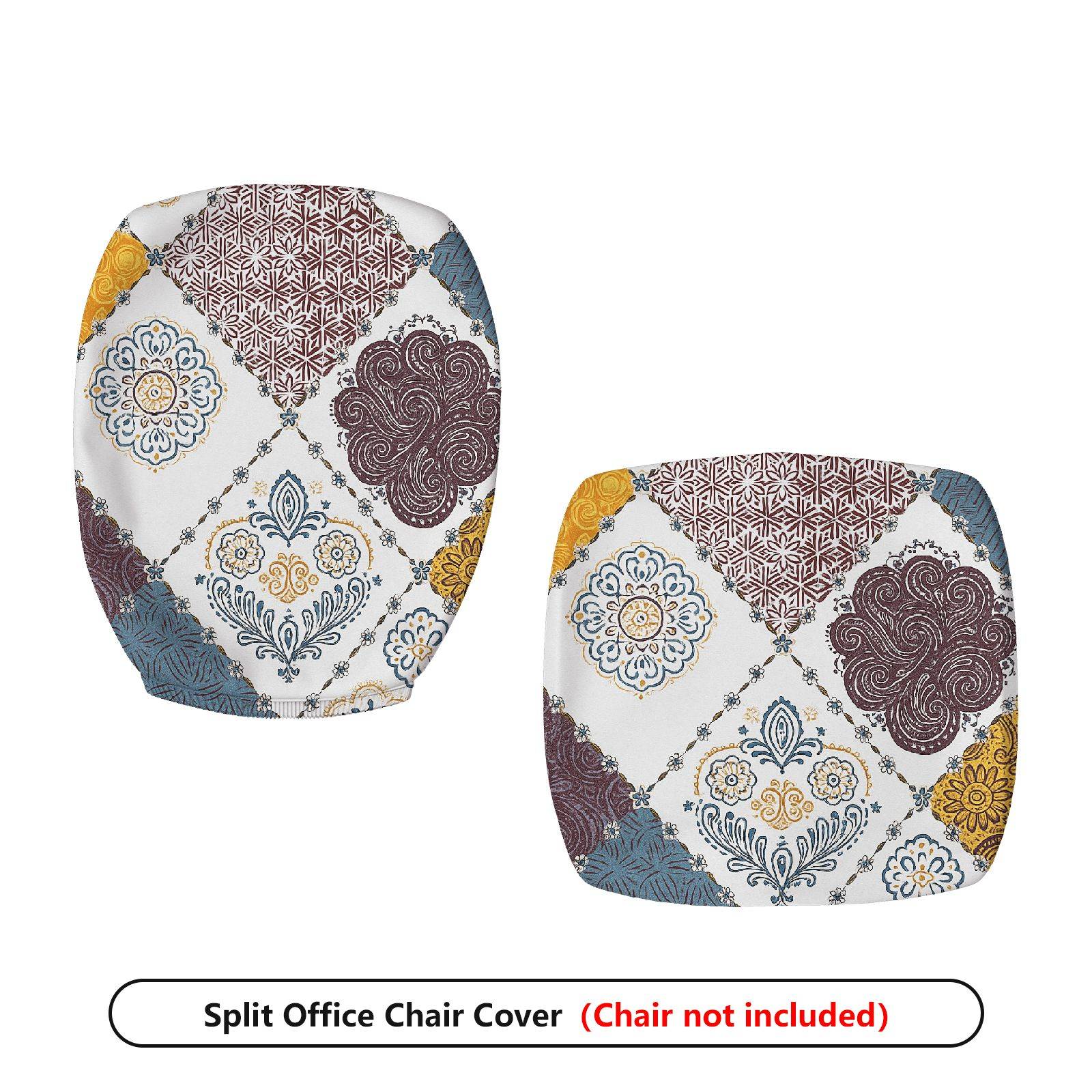 2-Piece European Geometric Floral Decorative  Computer Chair Cover Set, Seat and Backrest