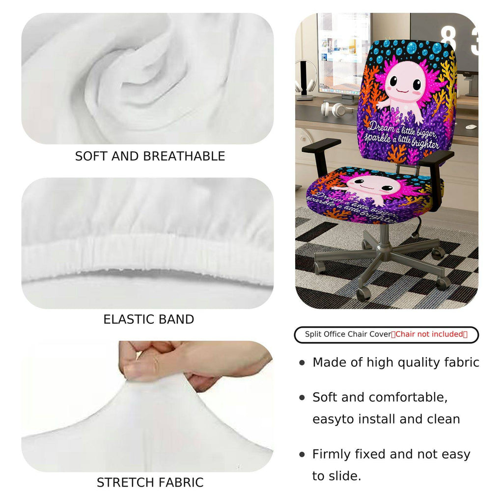 2-Piece Animal Inspirational Colorful Coral Bubble  Computer Chair Cover Set, Seat and Backrest