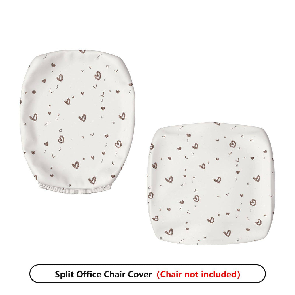 2-Piece Cute Heart Pattern Printed Comfortable  Computer Chair Cover Set, Seat and Backrest