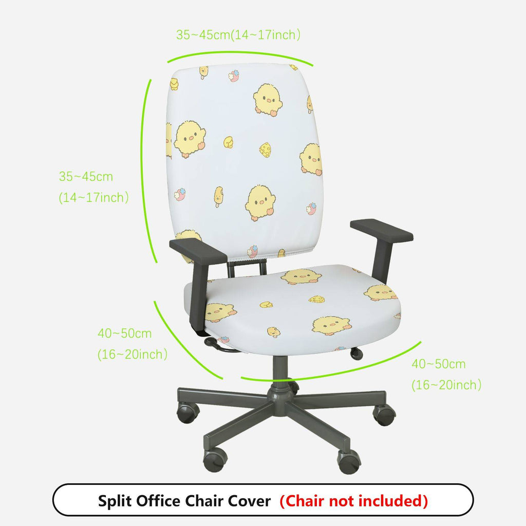 2-Piece Cute Yellow Chick Pattern  Computer Chair Cover Set, Seat and Backrest