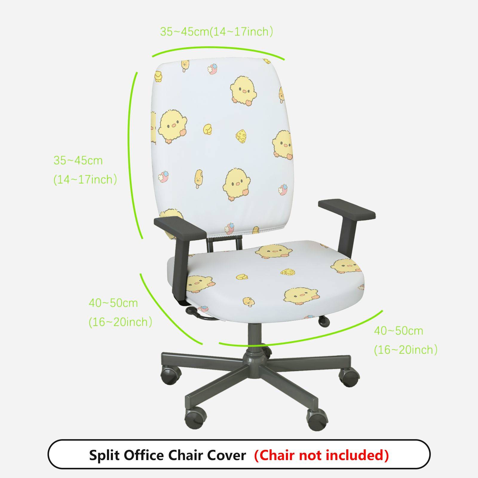 2-Piece Cute Yellow Chick Pattern  Computer Chair Cover Set, Seat and Backrest