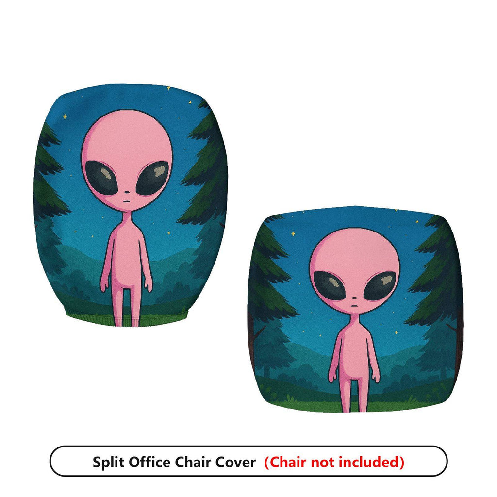 2-Piece Alien Forest Galaxy Starry Night Pink  Computer Chair Cover Set, Seat and Backrest